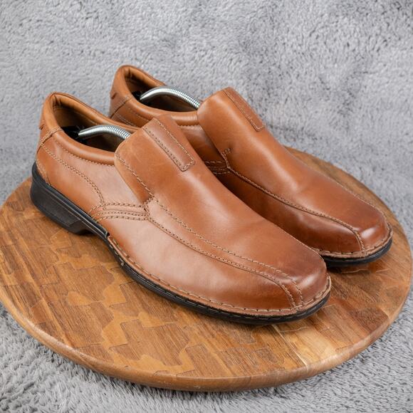 Clarks Men's Escalade Step Loafers Casual Slip On Brown Leather Men's 12 - Picture 1 of 9